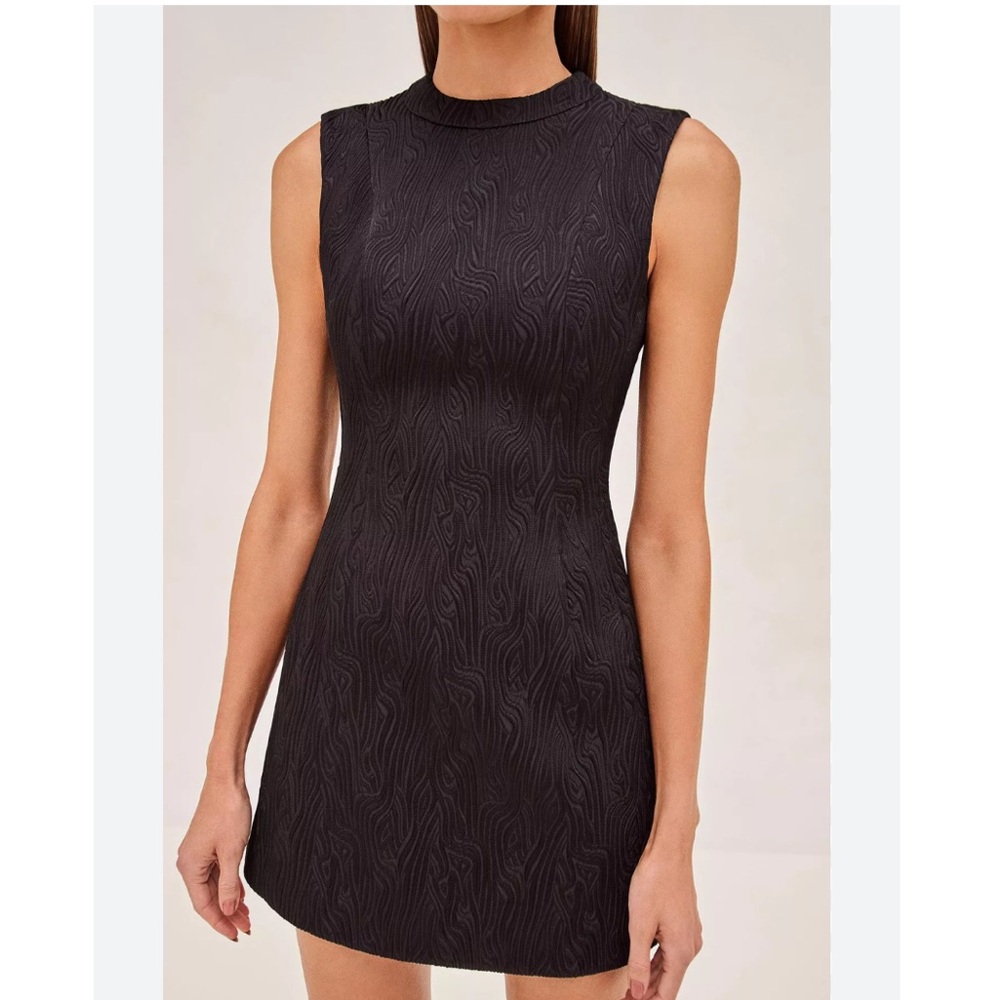Alexis Black Textured Sleeveless Mini Dress